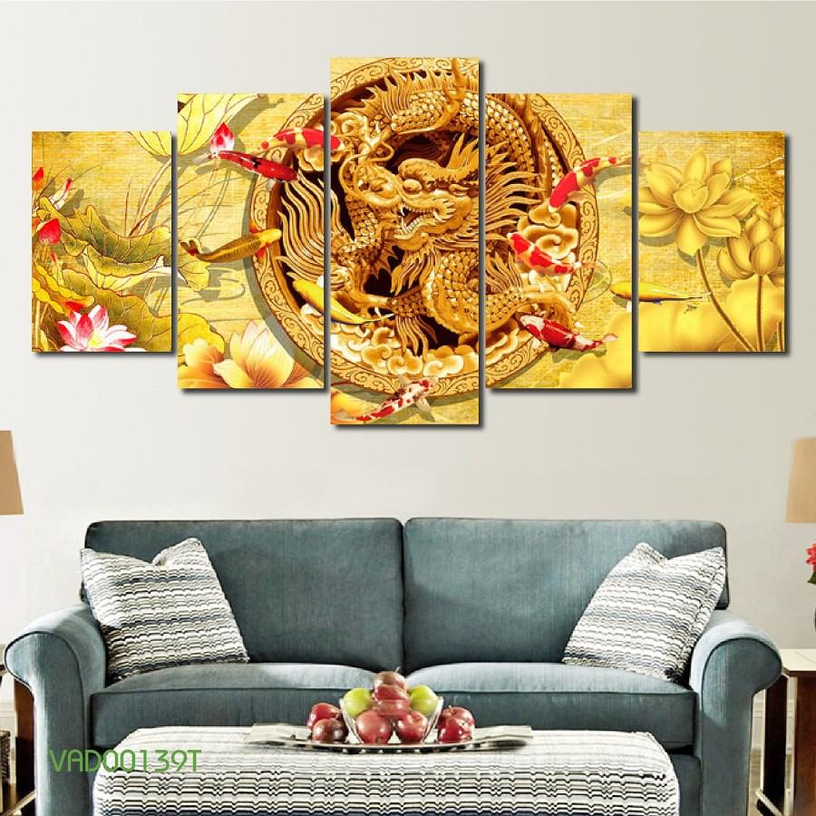 Tranh treo tường cửu long hội tụ mang tài lộc QHTC-04