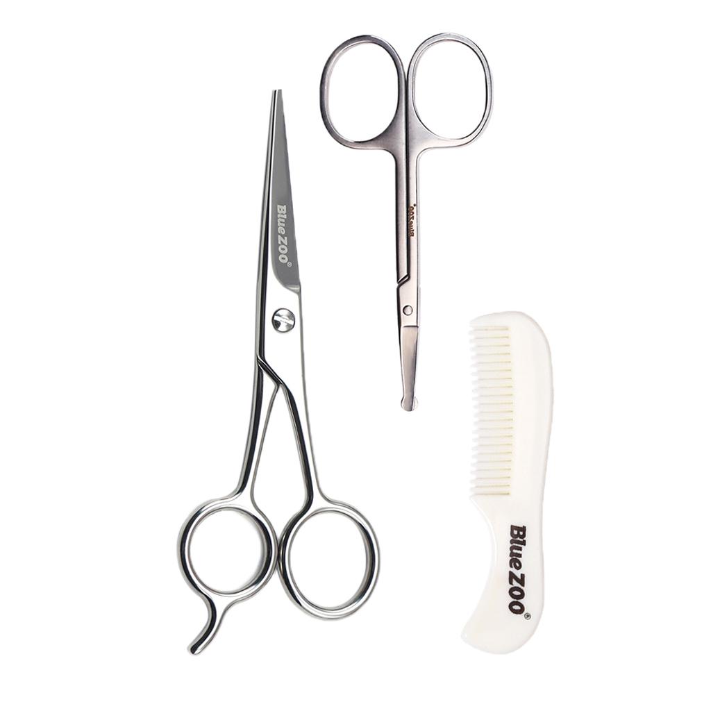 Nose Beard Mustache Scissors and Comb Set for Men Women Care With Bag Black