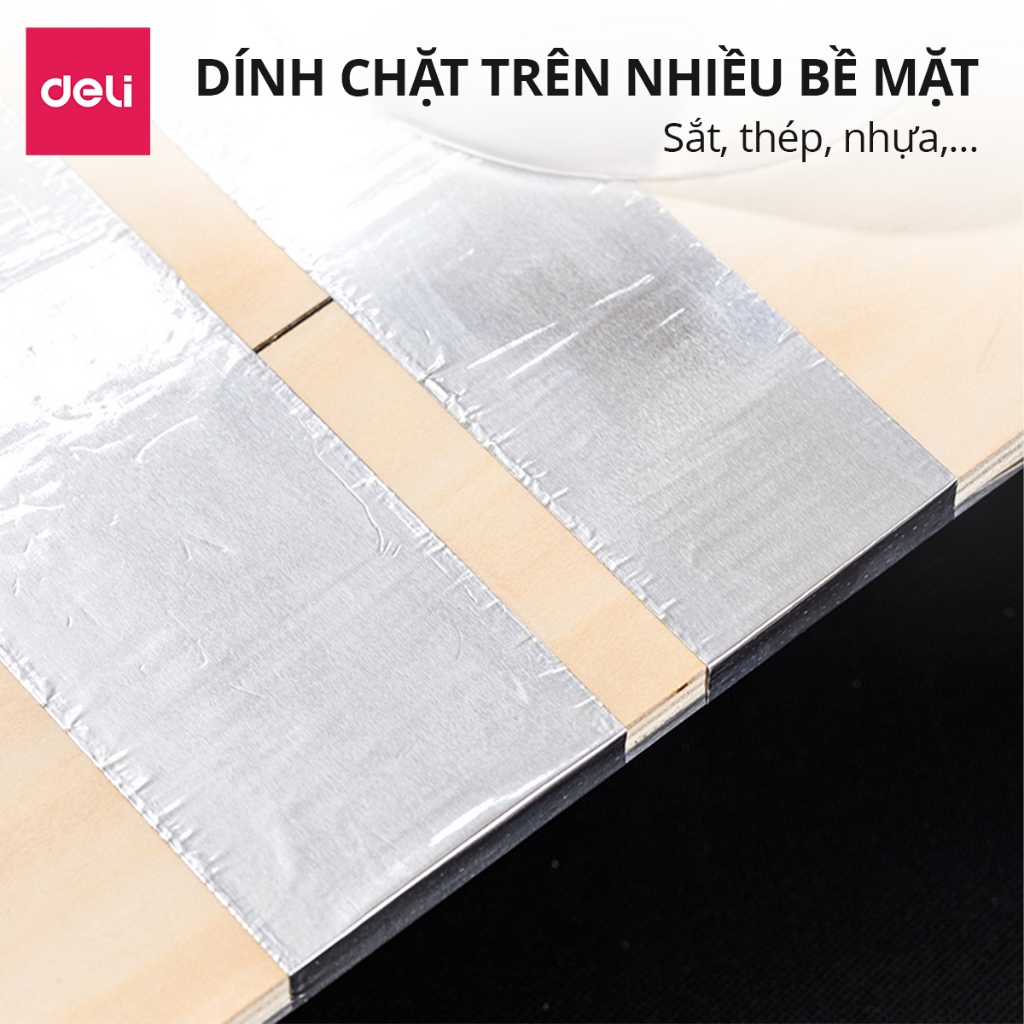 Băng dính nhôm băng keo bạc 10/20m Deli - Băng keo nhôm siêu dính dẫn diện chống nước chống ẩm cách nhiệt cho gia đình