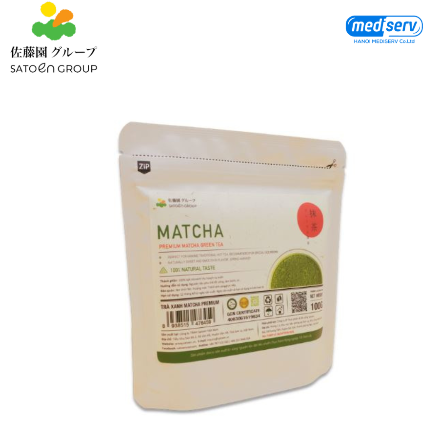 Bột Matcha Premium Satoen Nhật Bản – Sản xuất từ lá trà thượng hạng - Chống lão hóa, thải độc gan - Túi 100g/250g