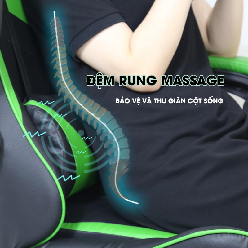 Ghế Chơi Game Có Massage Kèm Gối, Ghế Làm  Việc Văn Phòng Chân Xoay Cao Cấp Hàng Chính Hãng