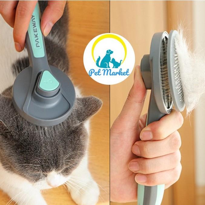 Lược chải lông cao cấp PAKEWAY T9 cho chó mèo. Có nút bấm đẩy lông xịn xò.