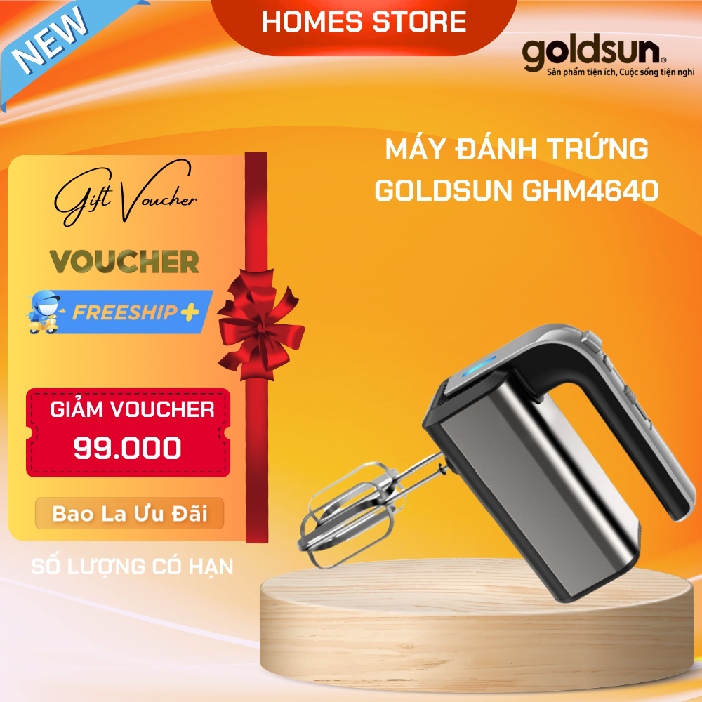 Máy Đánh Trứng Cầm Tay GOLDSUN GHM4640 5 Chế Độ Chỉnh Công Suất 350 W - Hàng Chính Hãng