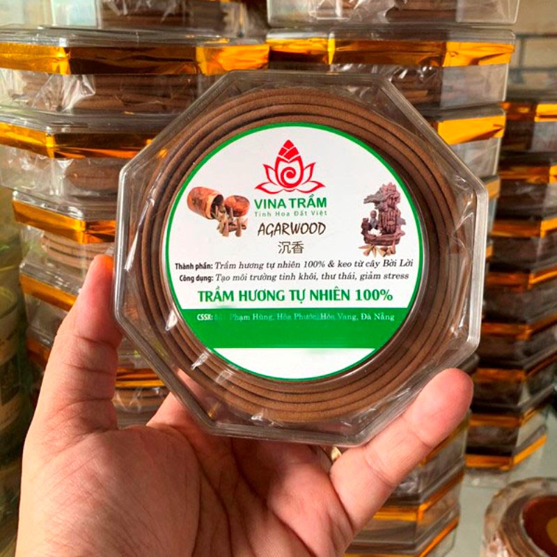 Nhang Khoanh Trầm Hương Nguyên Chất Cao Cấp Loại 8 giờ - Hộp 80gram