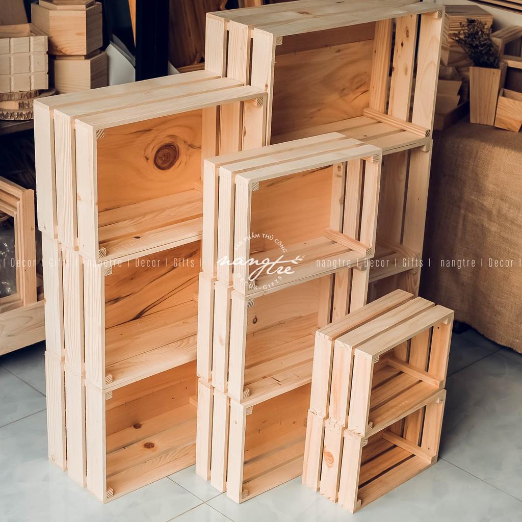 Thùng gỗ pallet chữ nhật - khay gỗ pallet