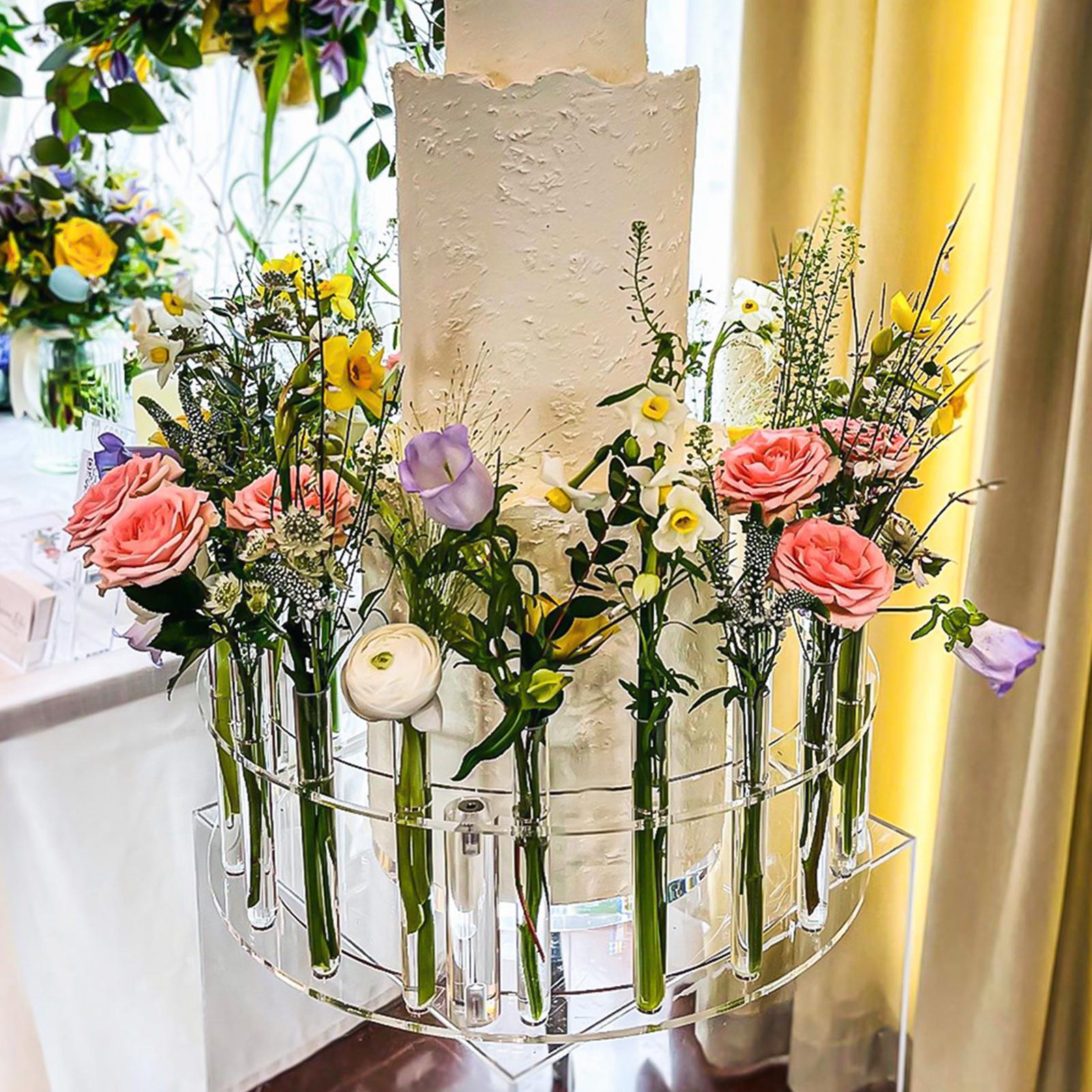 Acrylic Fillable Cake Stand Clear Cake Riser Cylinder Cake Holder Cake Pillars Round Display Stands for Celebration Wedding Party