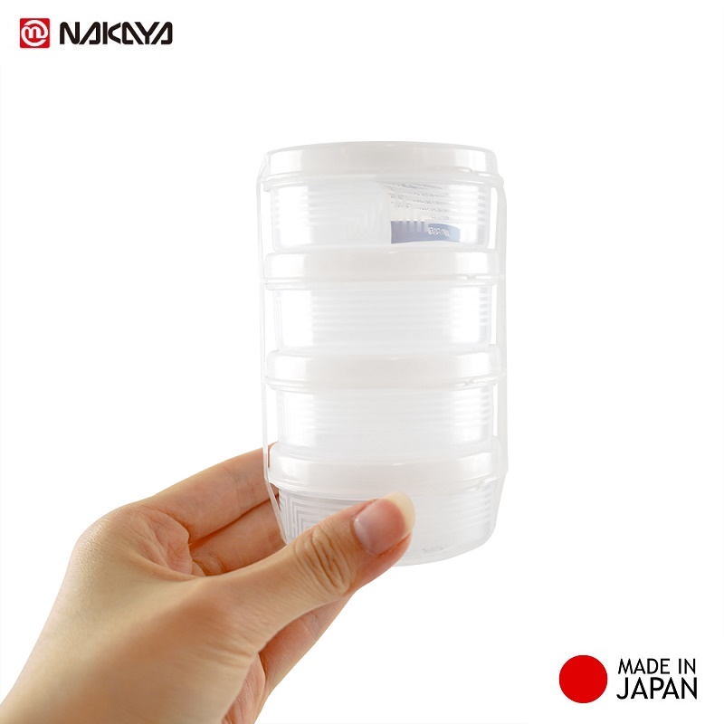 Set 04 hộp nhựa bảo quản thức ăn dặm cho bé Nakaya 70ml - Made in Japan