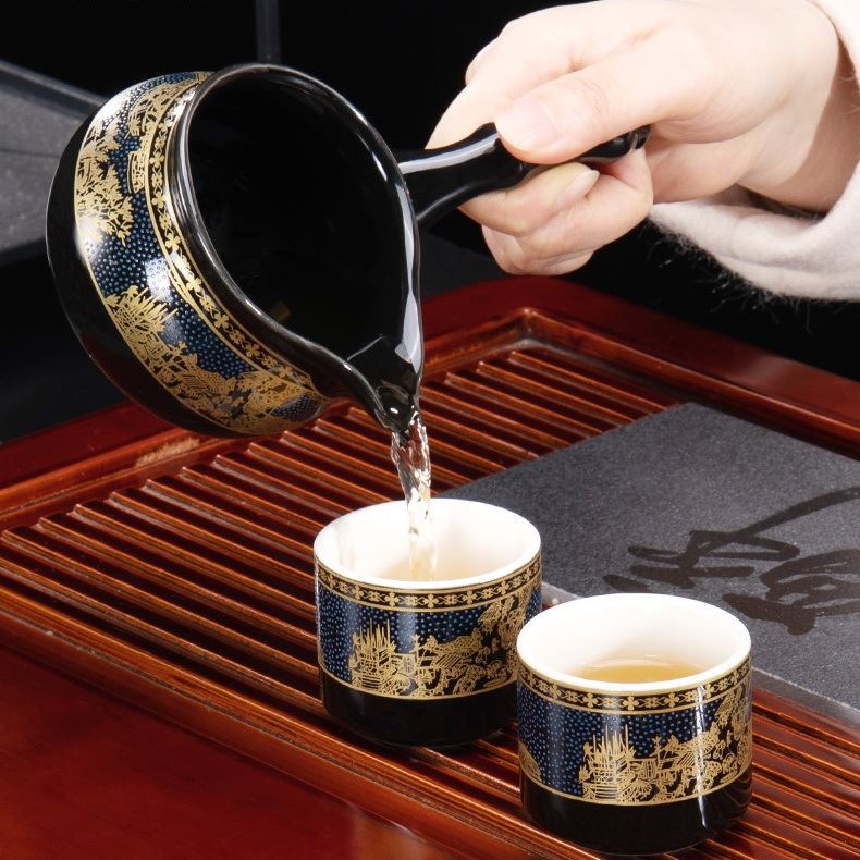 Bộ ấm chén pha trà cối xay Cảnh Trấn Thanh Di 14&15 món
