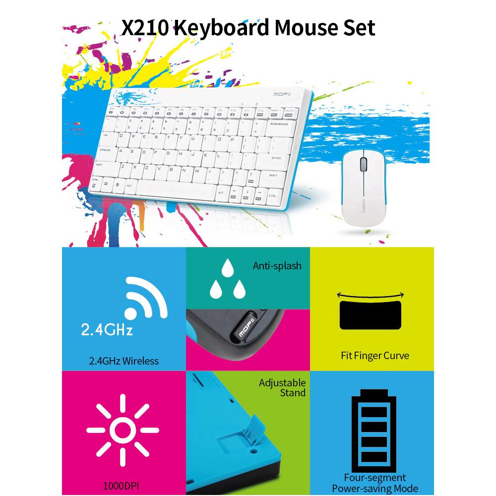 Bộ bàn phím chuột không dây Mofii X210 2.4G nhỏ gọn cho PC Laptop