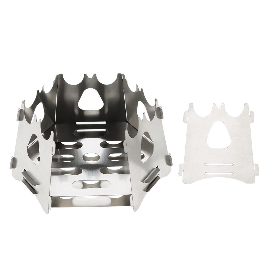 Outdoor Backpacking Hiking Traveling Picnic BBQ Stove, Portable Stainless Steel Wood Burning Stove with Carry Bag