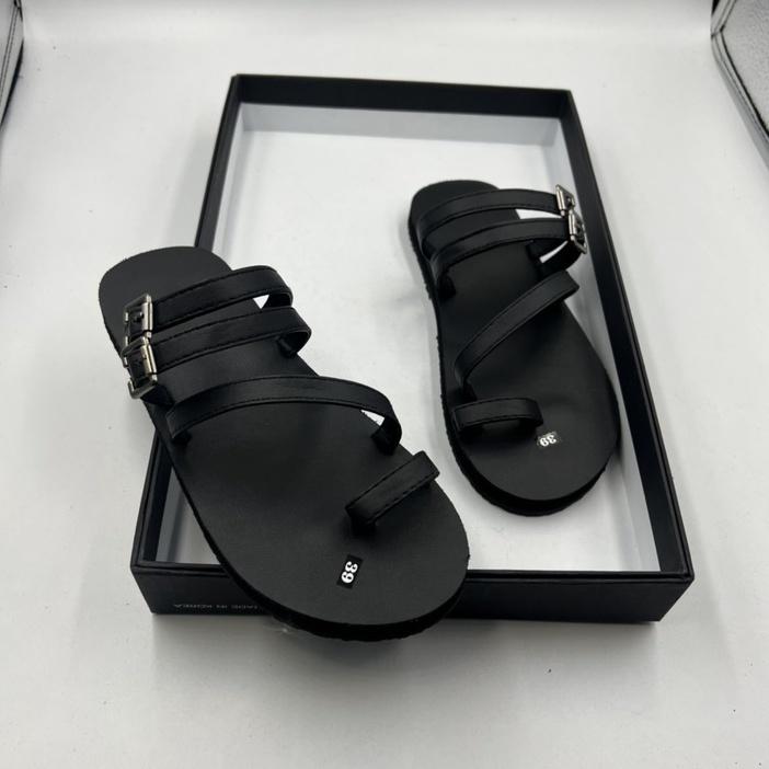 Dép xỏ ngón chéo 2 đây đen nữ - sandal đồng nai