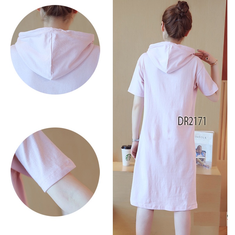 ĐẦM BẦU COTTON CÓ MŨ CÁ TÍNH DR2171