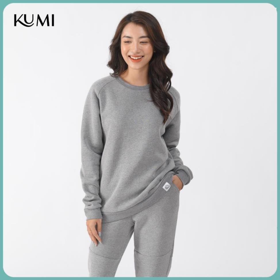 Bộ Nỉ Thể Thao Nữ Thu Đông Chất Nỉ Bông Cao Cấp, Bộ Thể Thao Nữ Năng Động Trẻ Trung Kumi - Ghi