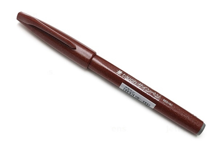 Bút lông viết chữ calligraphy  Pentel Fude Touch Brush Sign Pen - Màu nâu (Brown)