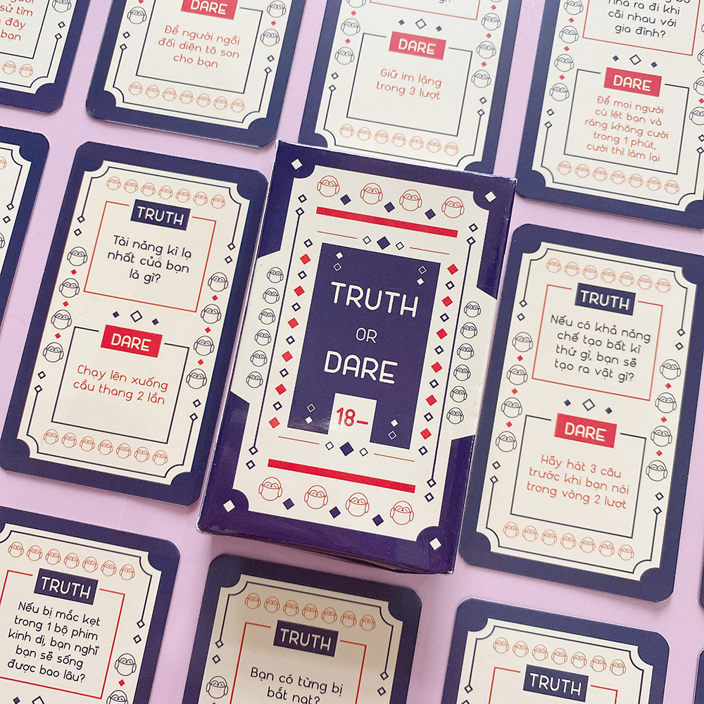Bộ bài Truth Dare Thách Hay Thật 18- Drinking Game Học Đường Dành Cho Học Sinh 50 Lá Chơi Cực Vui Trên Lớp Học