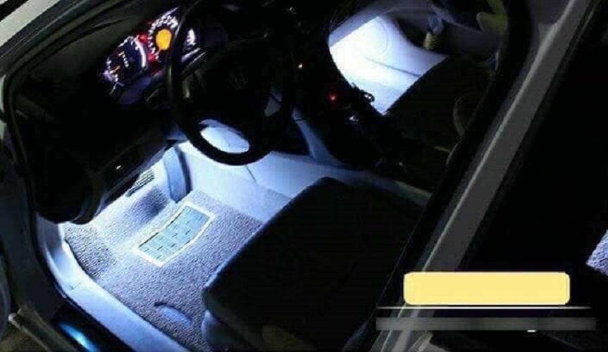 Bộ 4 dải Led chiếu gầm ghế Ô tô với 8 chế độ màu sắc có điều khiển từ xa, cảm ứng âm thanh nhấp nháy theo nhạc