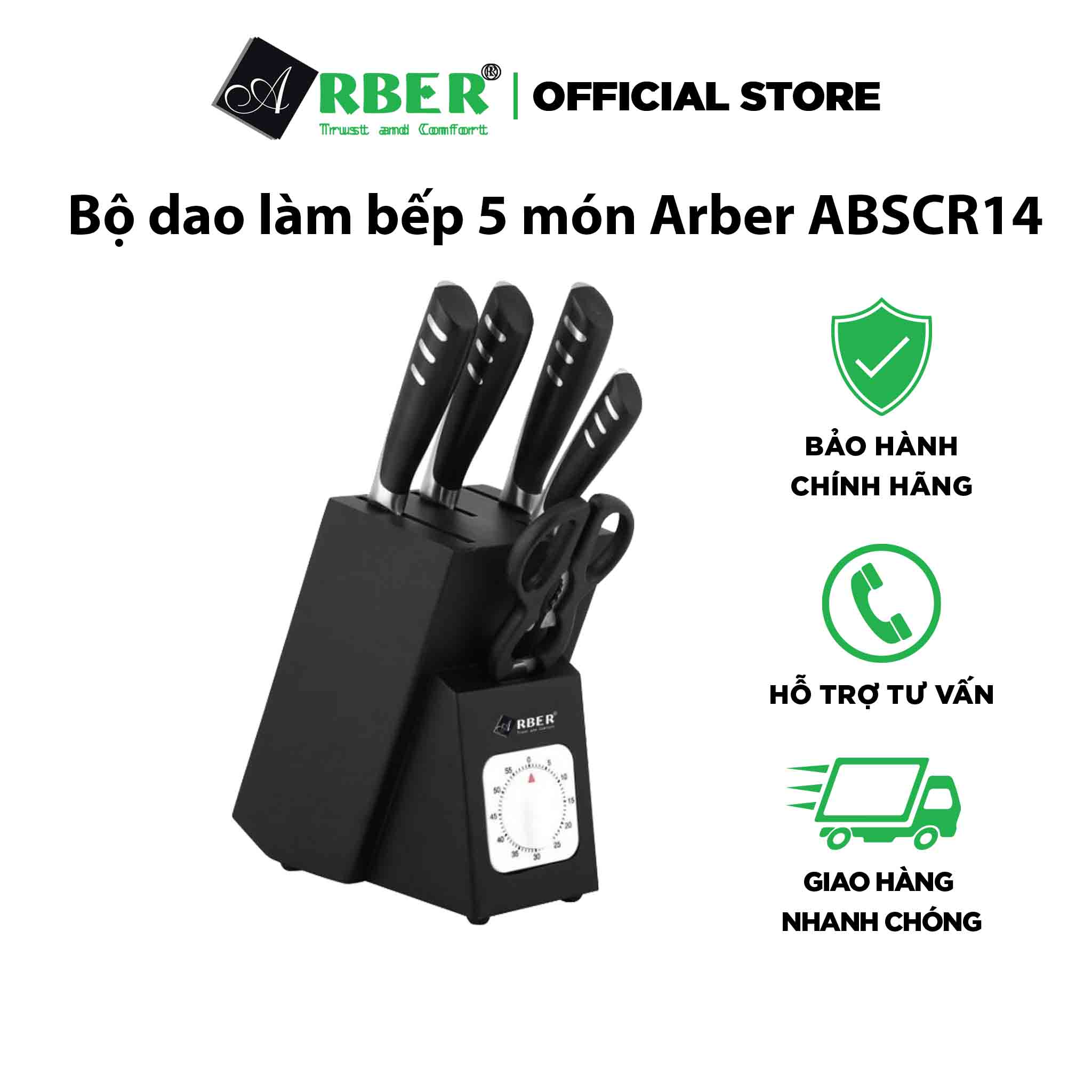 Bộ dao làm bếp 5 món Arber ABSCR14-5 bộ dao tỉa, bộ dao thái chặt hàng Đức chính hãng.