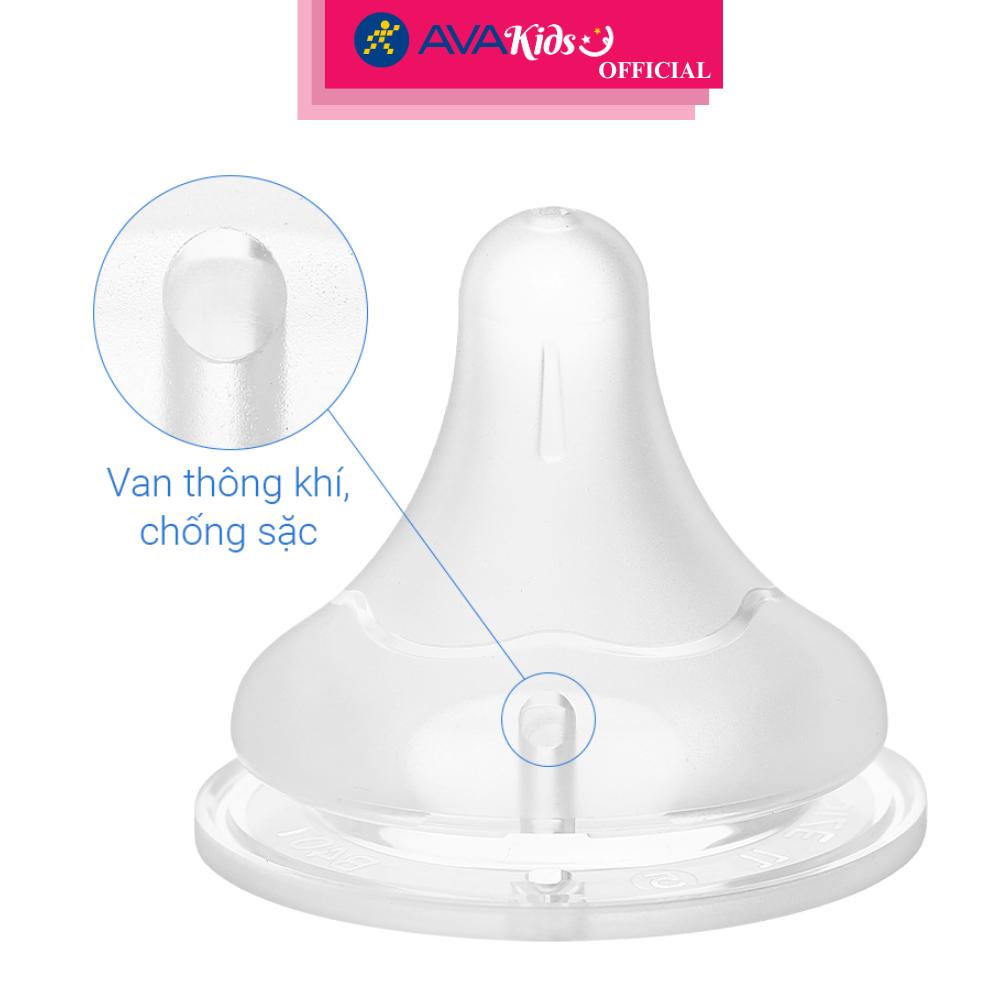 Bộ 2 núm ti Pigeon siêu mềm Plus WN3 cổ rộng size M (3 - 6 tháng) - Hàng Chính Hãng