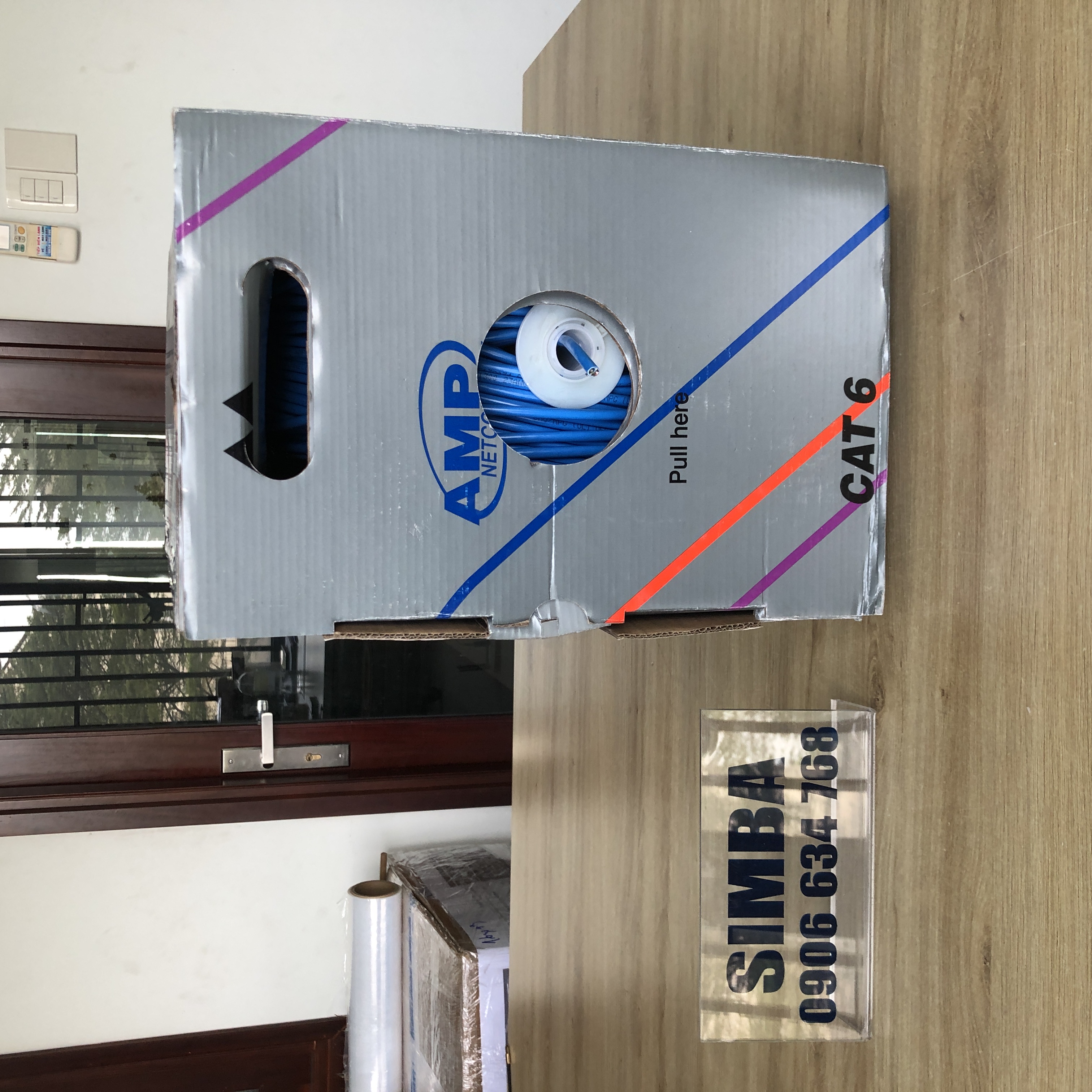 Cáp mạng FTP CAT6E chống nhiễu, AMPLEX , lõi đồng nguyên chất, xanh dương, tính met