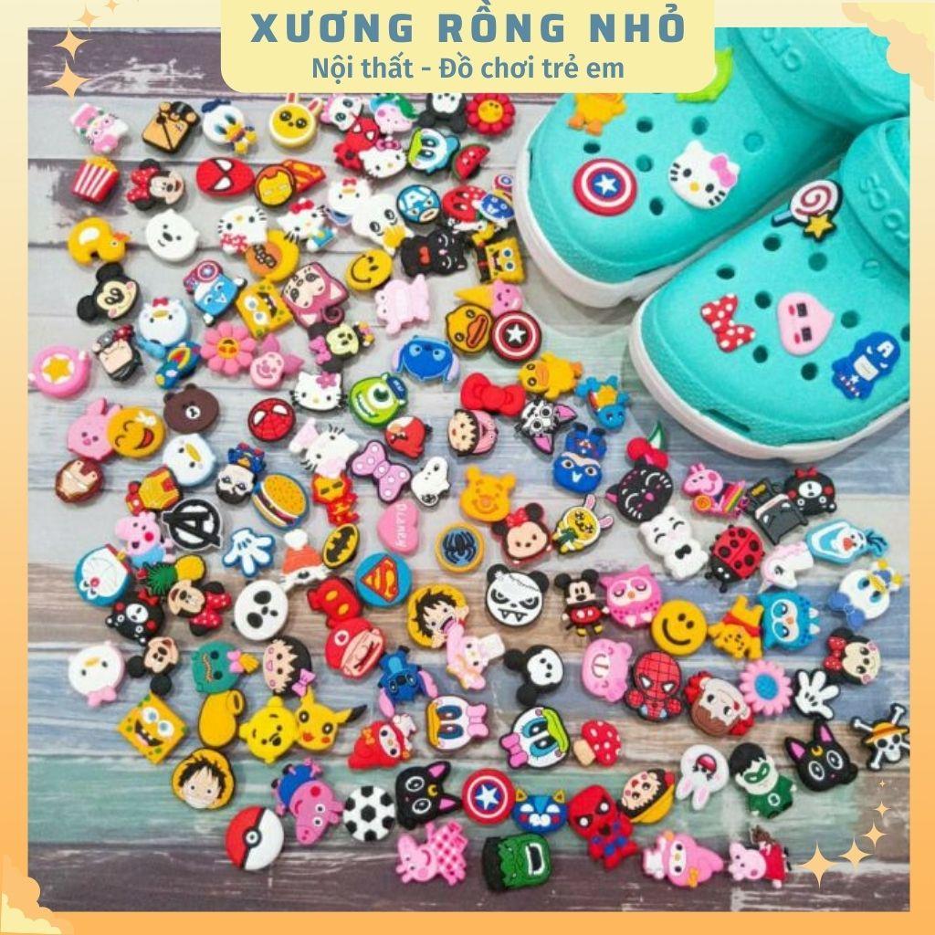 Combo 5 sticker dán dép - Phụ kiện nút giày Crocs Jibbitz đơn giản dễ thương cho dép khủng long, dép bít đầu