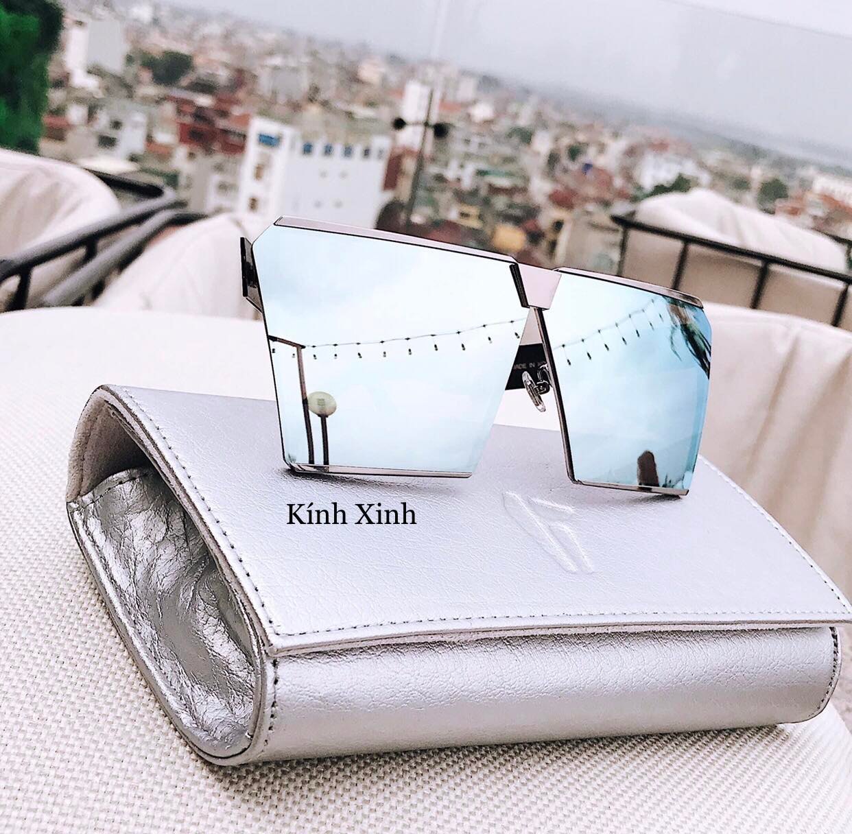 Kính râm Nam Nữ Gọng Kim Loại Vuông Bản To Cao Cấp