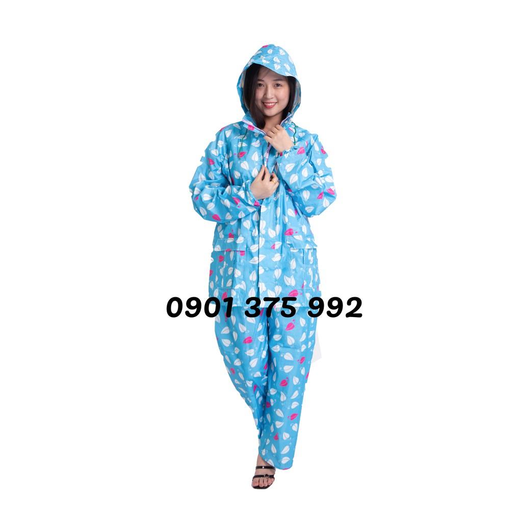 Bộ áo mưa vải dù nhiều họa tiết cho nữ