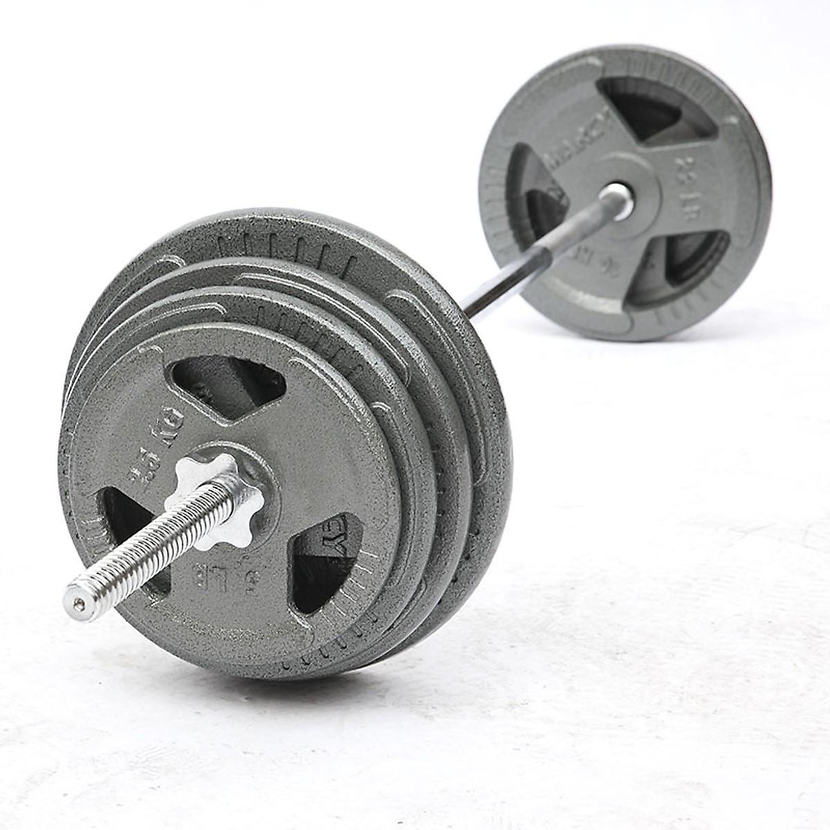 Combo 30kg tạ gang đúc + đòn đẩy mạ niken 1.5m