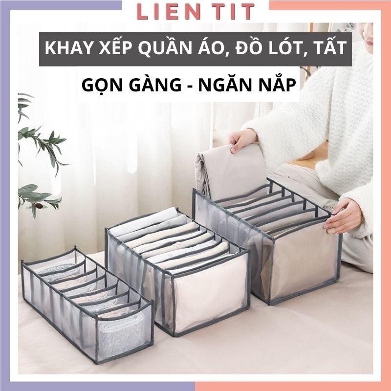 Hộp đựng đồ lót quần áo chia ngăn, khay vải lưới sắp xếp tủ quần áo gọn gàng