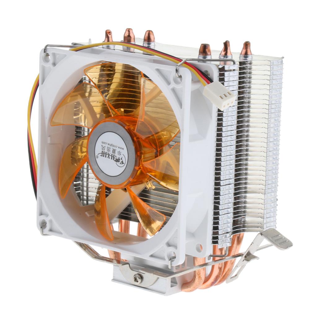 CPU Cooler 3 Heatpipe 9cm Fan for Intel, AMD, LGA 775/1366/1150/1151/1155/1156 Yellow