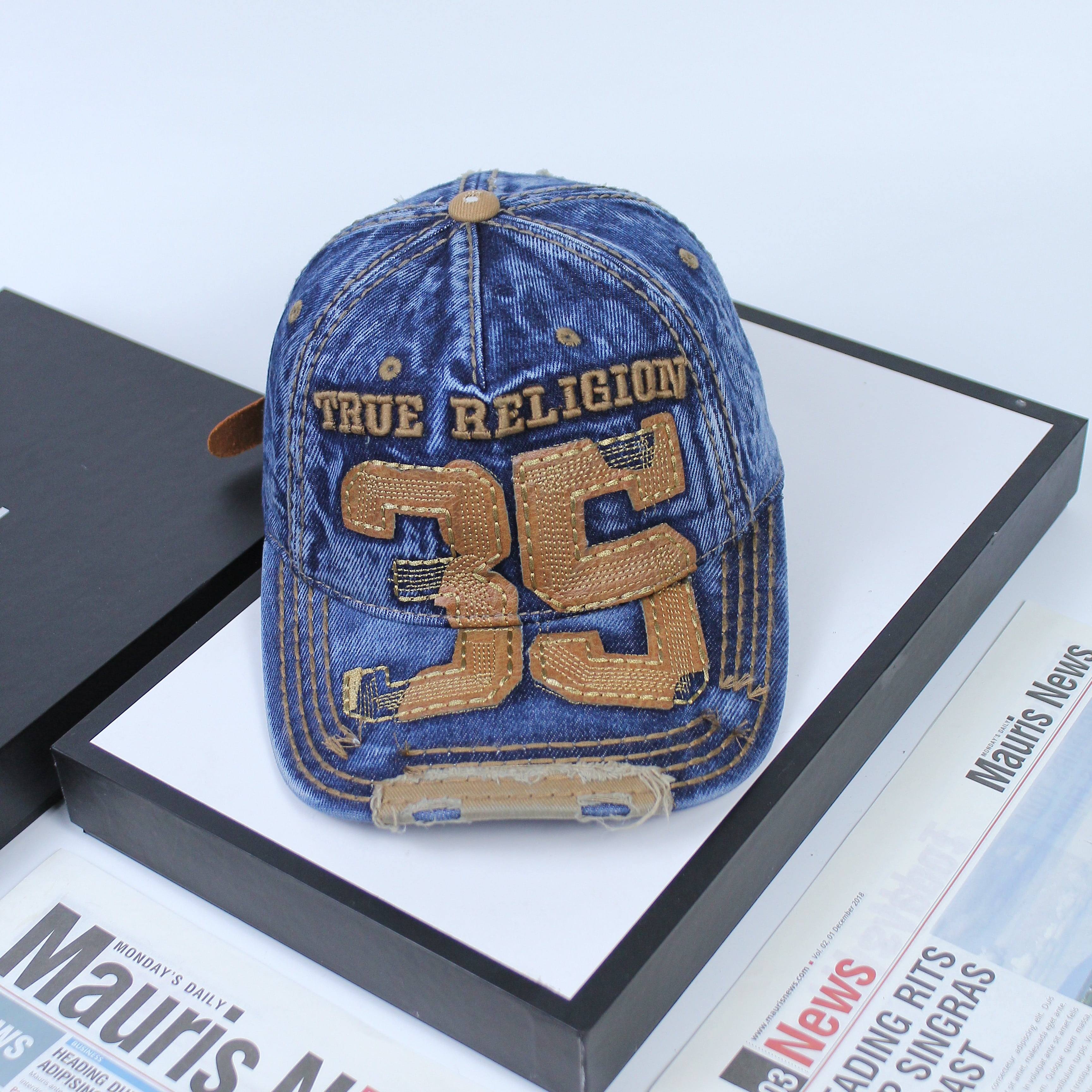 Nón nam, mũ lưỡi trai Ông Địa 35 phối vải jeans form đẹp thời trang đường phố