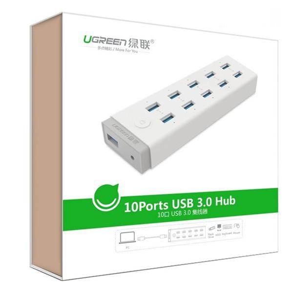 Hub đa năng 10 cổng USB 3.0 dài 1m UGREEN CR117 20297 - Hàng Chính Hãng