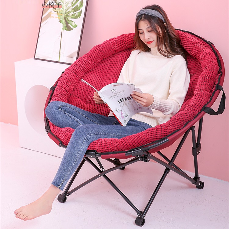 Ghế thư giãn đệm nhung Papasan dùng cho phòng khách, ngoài trời phong cách Bắc Âu - Ghế thư giãn nệm tròn gấp gọn tiện lợi - Có Ảnh Thật