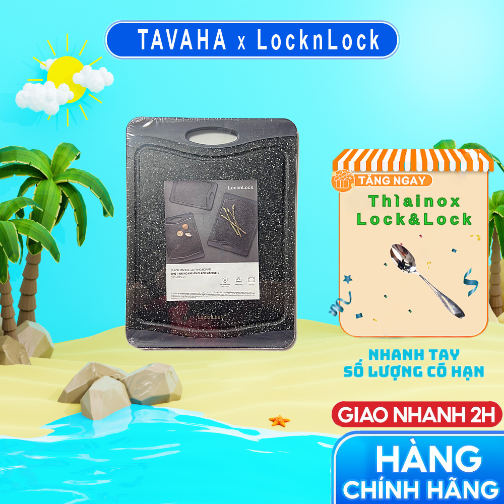 Thớt Nhựa Kháng Khuẩn Lock&Lock Black Marble CKD006 CKD007 CKD008 Màu Đen 3 Size S, M, L - Hàng Chính Hãng