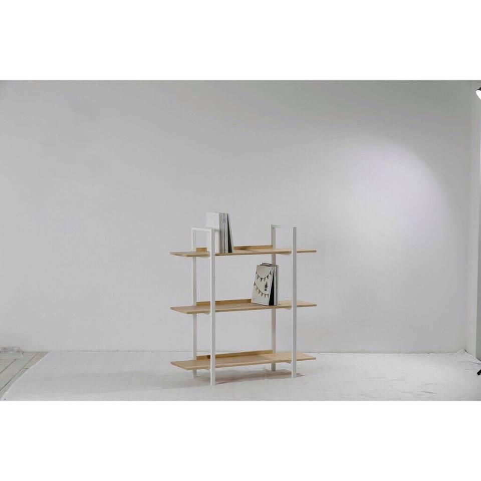 KỆ SÁCH 3 TẦNG KIỂU HÀN QUỐC B BOOKSHELF - MÀU TRẮNG PHỐI GỖ
