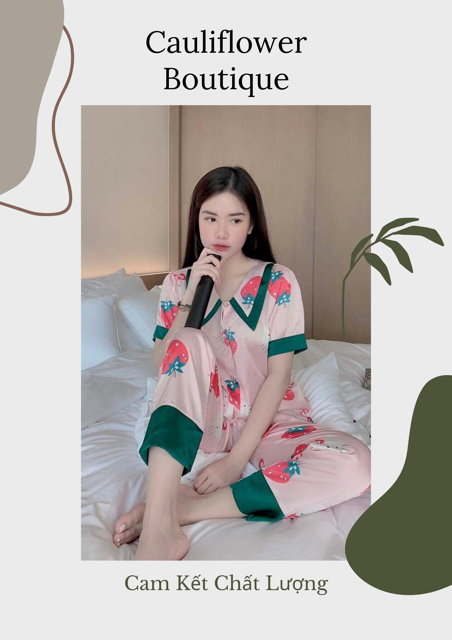 Đồ Bộ Pijama Mặc Nhà Nữ - Kiểu Dáng Dễ Thương, Sang Trọng - Vải Lụa Cao Cấp, Thoáng Mát, Mềm Mịn