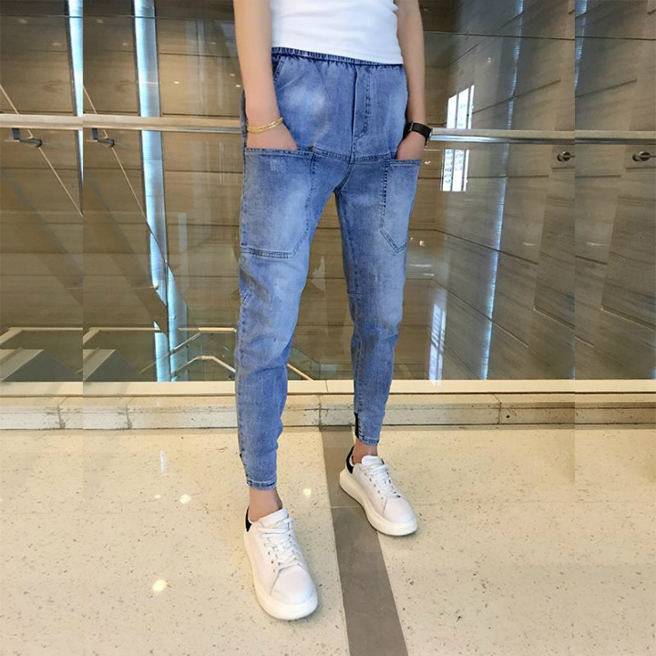  Quần jeans ống túm nhiều túi Mã: ND1619 - XANH NHẠT