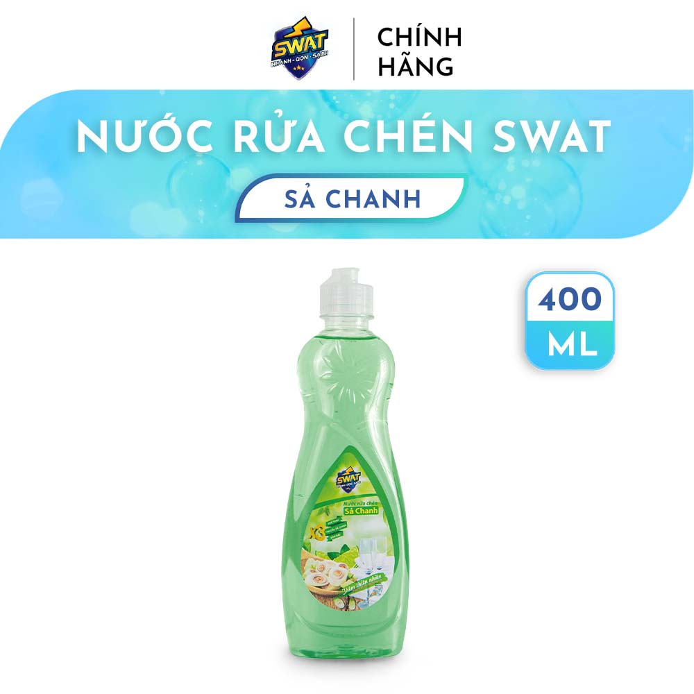 Nước Rửa Chén SWAT Hương Sả Chanh Siêu Sạch 400Gr Nhỏ Gọn