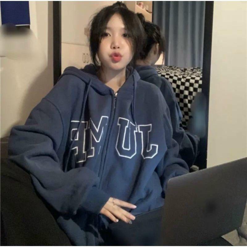 Áo Khoác Nỉ JUMP Nam Nữ Ulzzang Unisex Tay Rộng, Áo Khoác Hoodie Dây Kéo Form Rộng HÀN QUỐC