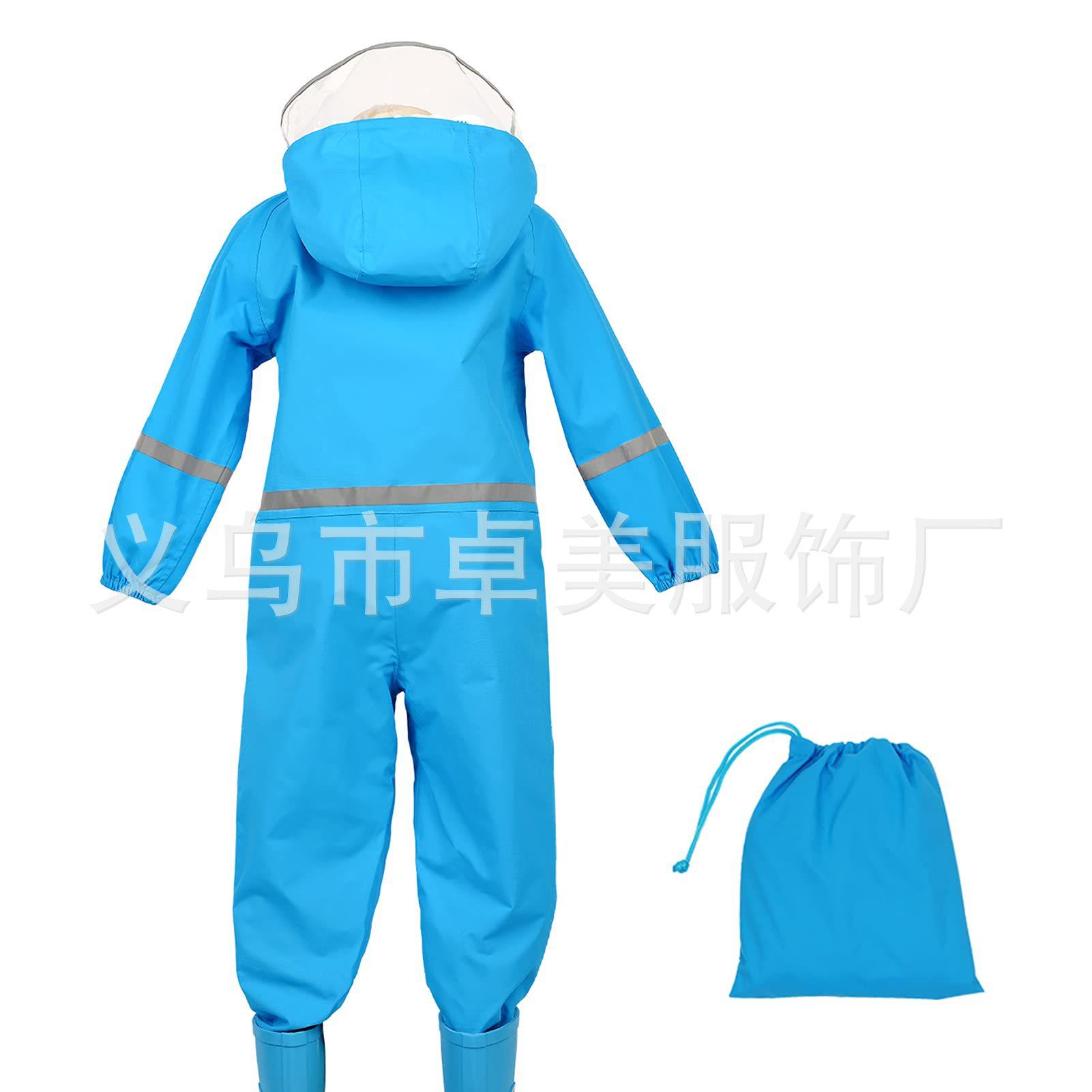 Áo mưa một mảnh dành cho trẻ em theo phong cách mới nhất được in nhẹ, áo mưa có mũ trùm đầu, áo mưa một mảnh bảo vệ chống thấm nước cho trẻ em