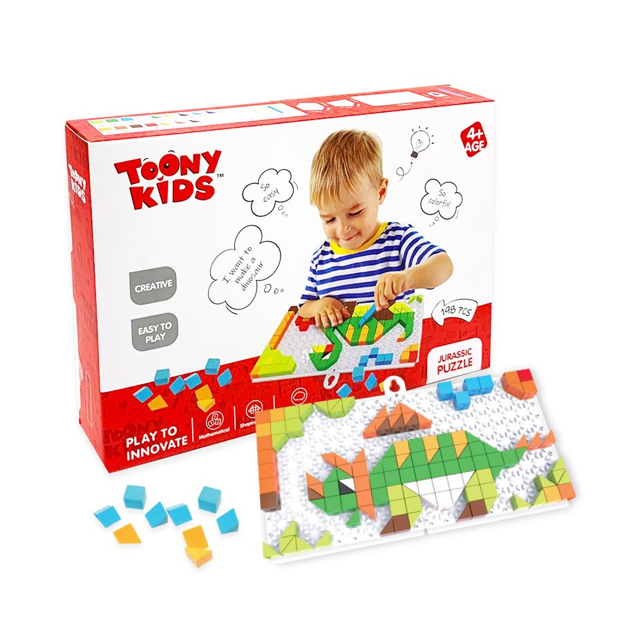 Đồ Chơi Bộ Tranh Xếp Nút TOONYKIDS - Đồ Chơi Thông Minh Cho Bé - JURASSIC PUZZLE TN011