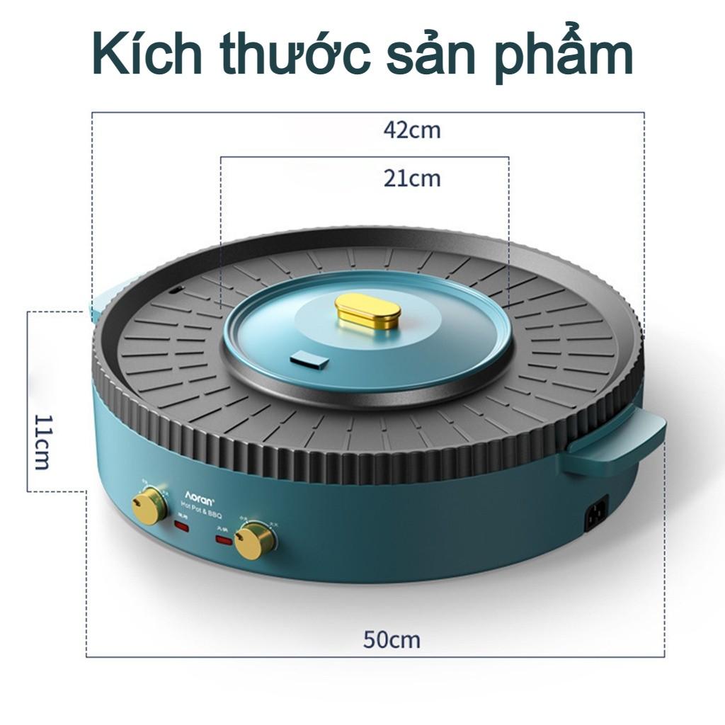 Bếp Lẩu Nướng Tròn Size 42Cm - Nồi Lẩu Kèm Bếp Nướng Không Khói Chống Dính, Nướng Thịt BBQ Hàn Quốc