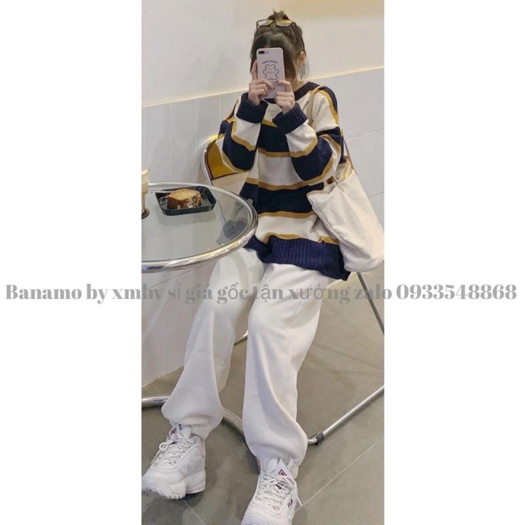 Quần Jogger nỉ tăm dáng rộng ống boom bo gấu 4 màu phong cách Ulzzang năng động thời trang Banamo Fashion 295