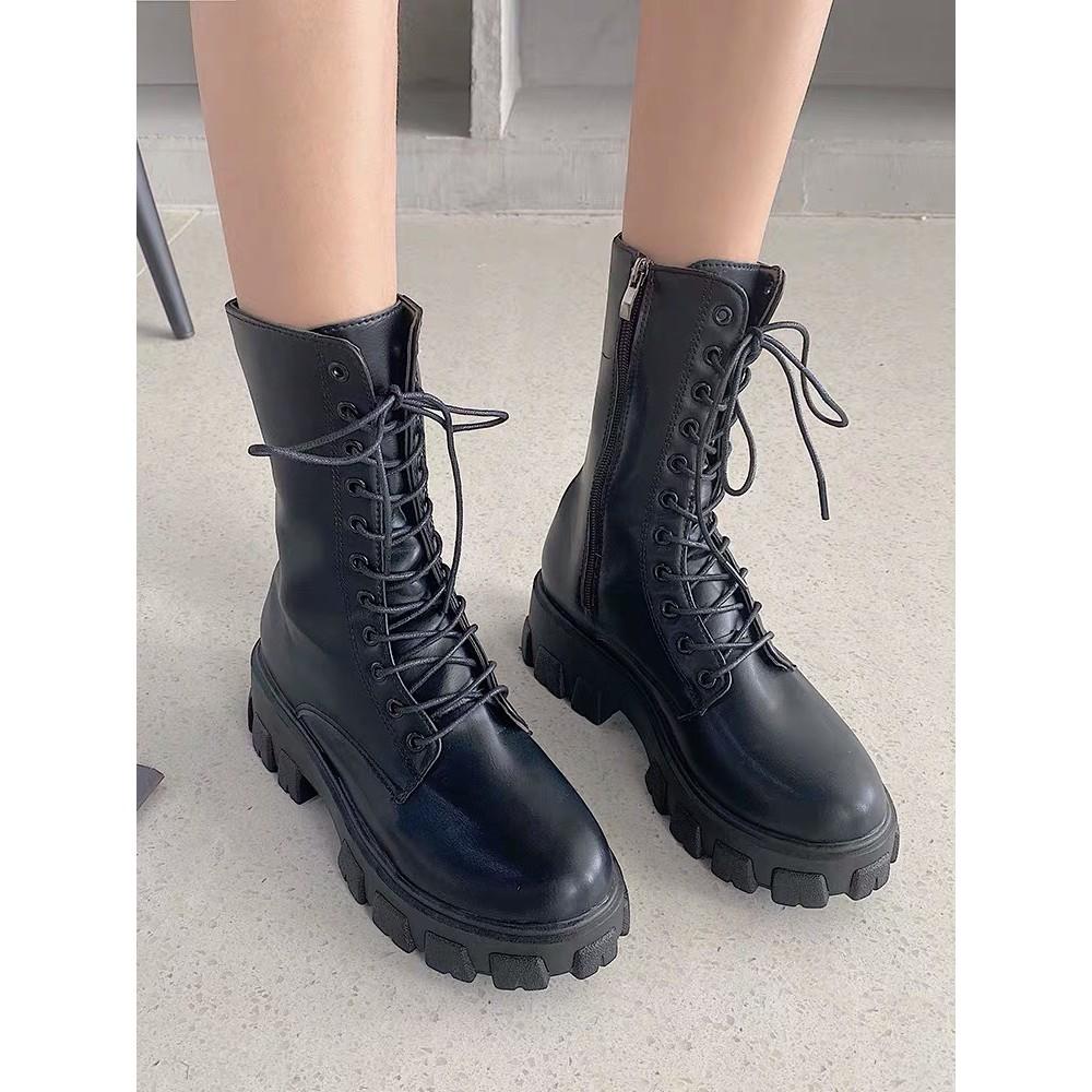 Boots da cổ cao ullzang buộc dây có khóa kéo hàng L1 G085