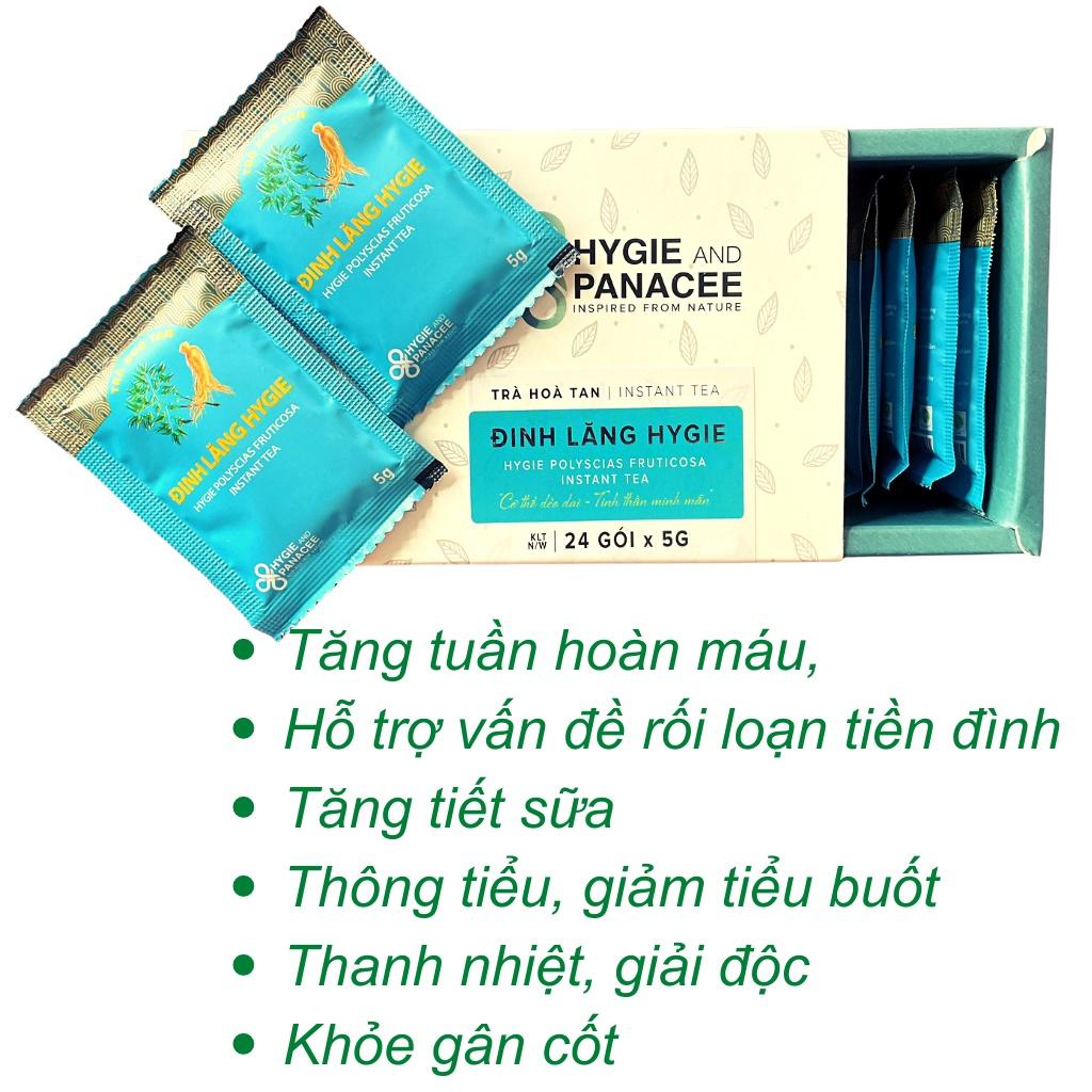 Trà Đinh Lăng - Trà hòa tan Hygie&Panacee Hộp 24 gói 24 lần pha - Ngủ ngon, lợi sữa, giảm chứng hay quên, khỏe gân cốt