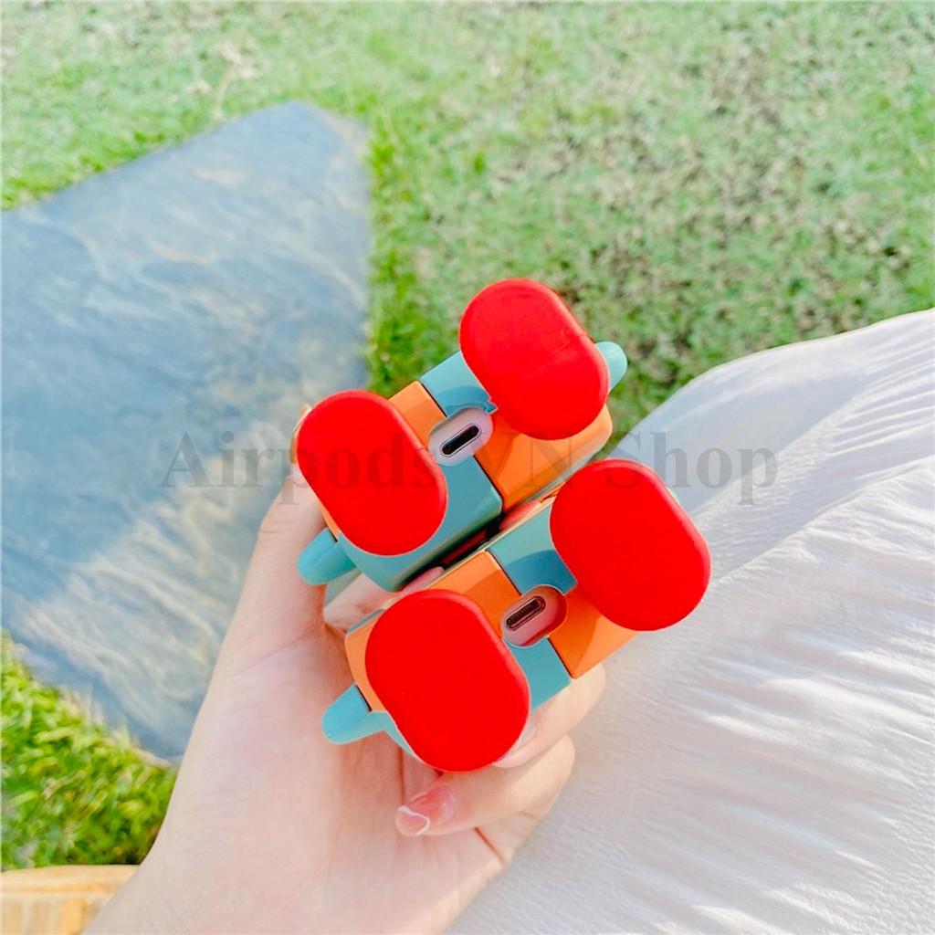 Bao Case Ốp dành cho Airpods 1/2 & Airpods Pro robot hồng xanh kute silicon cao cấp