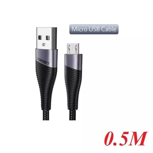 Ugreen UG50872ED017TK 0.5M màu Xám Cáp sạc truyền dữ liệu USB 2.0 sang MICRO USB đầu mạ thiếc - HÀNG CHÍNH HÃNG