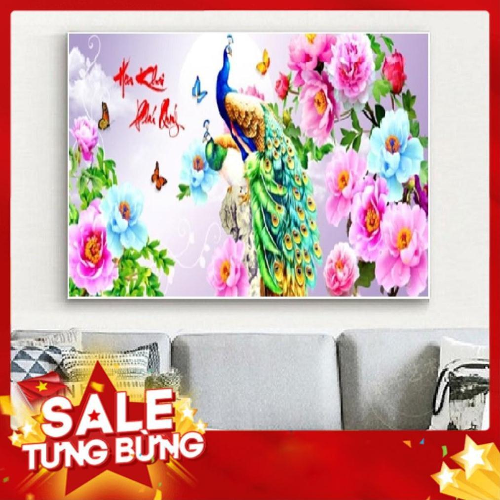 93*43CM TRANH THÊU CHỮ THẬP HOA KHAI PHÚ QUÝ TRANH CHƯA THÊU LV3192