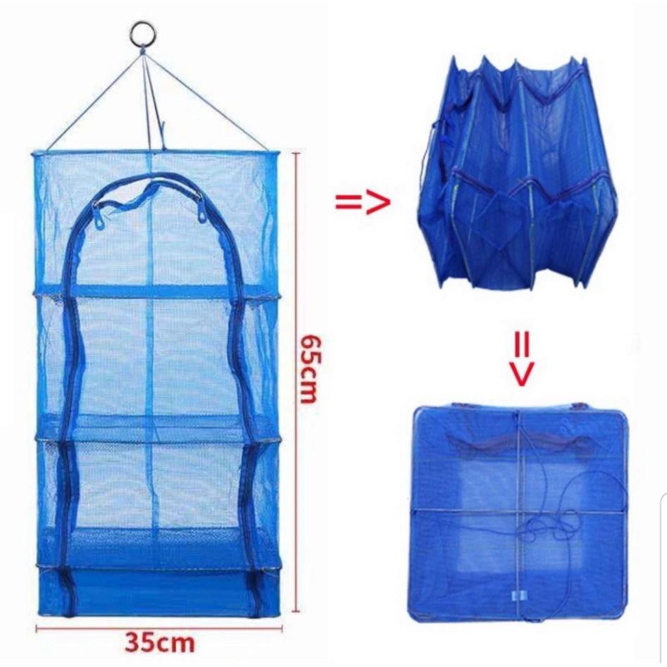 Sale to sale Lồng lưới phơi khô thực phẩm phơi cá chống côn trùng treo 4 tầng để phơi cá khô có thể xếp gọn - uy tín - x