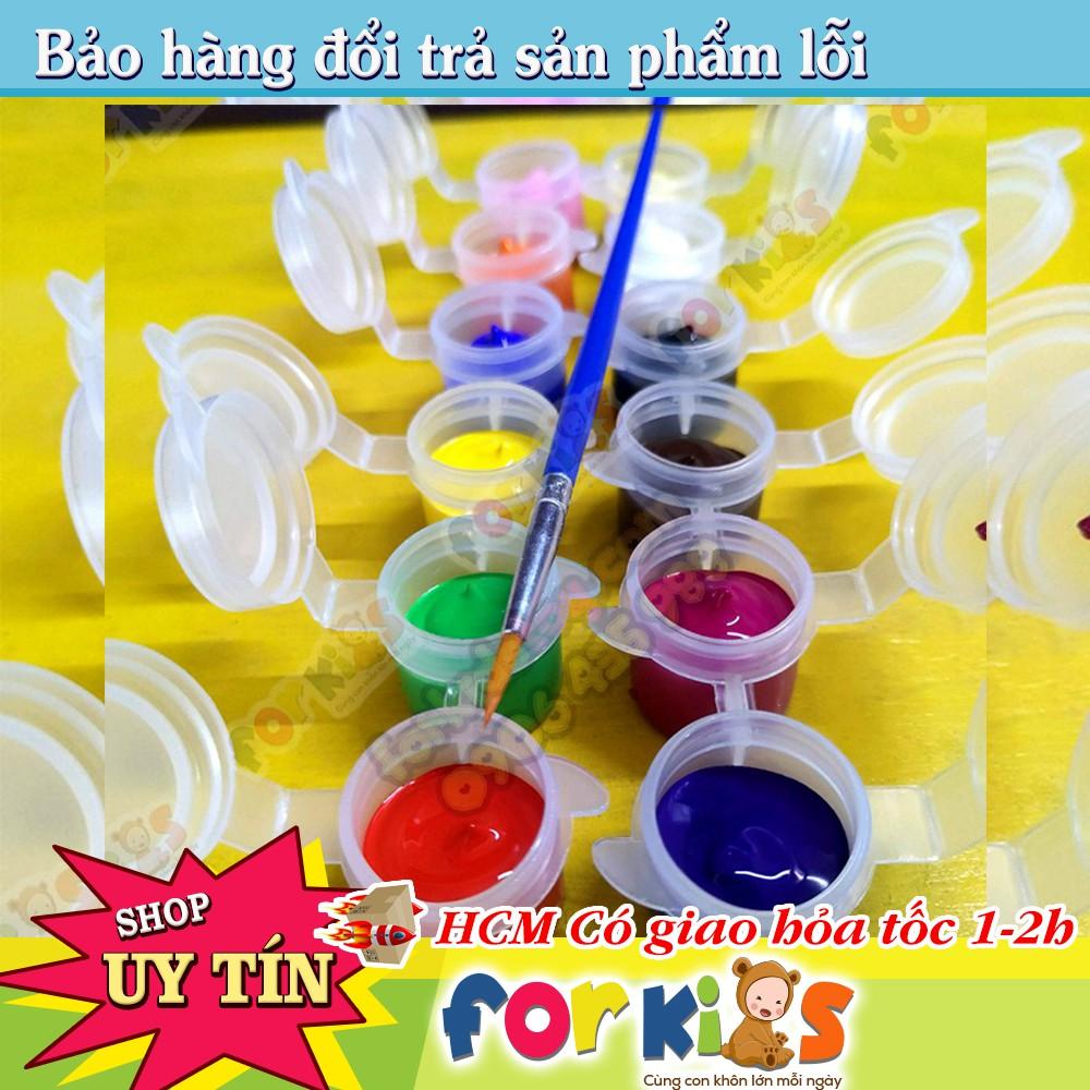 Màu acrylic loại tốt vẽ trên nhiều loại chất liệu, chống nước, bám tốt, sét 12 màu cho bé tô màu sáng tạo