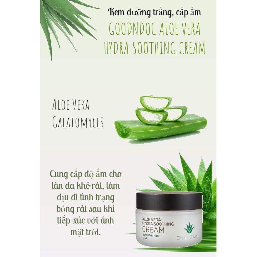 KEM DƯỠNG DA CẤP ẨM LÔ HỘI GOODNDOC ALOE VERA HYDRA SOOTHING CREAM 50ml